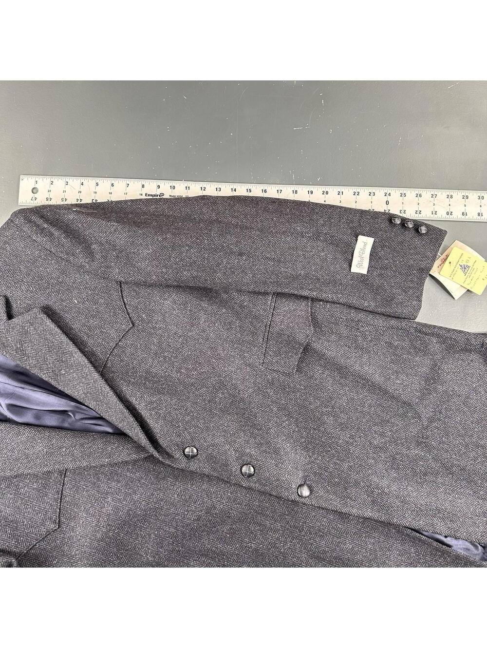 VTG Pagano West Coat Mens 48L Navy Blue Tweed All Wool Hickory Stripe NWT USA - Picture 7 of 12